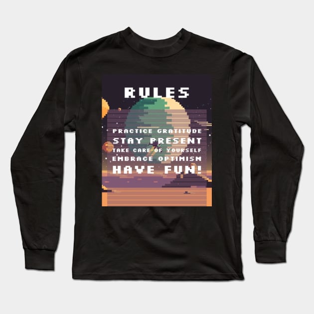 Daily Rules Self Love Affirmations Gamer Long Sleeve T-Shirt by TayaDesign